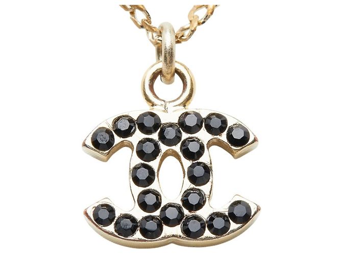 Chanel Coco Mark Halskette Anhänger Schwarz Golden - Ansicht 3