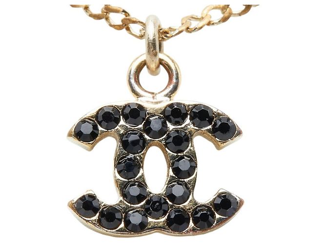 Chanel Coco Mark Halskette Anhänger Schwarz Golden - Ansicht 4