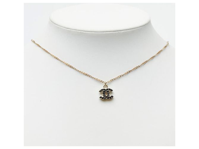 Chanel Coco Mark Halskette Anhänger Schwarz Golden - Ansicht 6