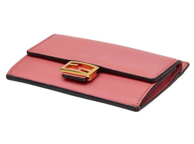Baguette Porta-cartões de couro rosa Fendi - vista 3