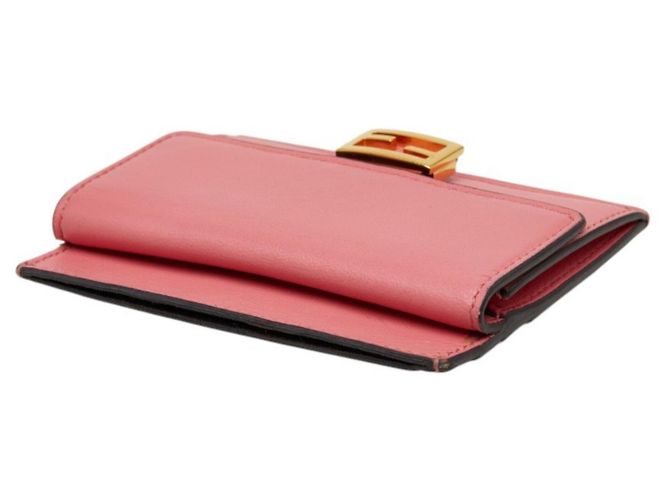 Baguette Porta-cartões de couro rosa Fendi - vista 4