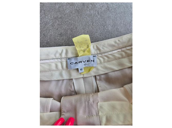 Shorts Carven bege em lã e viscose - vista 3