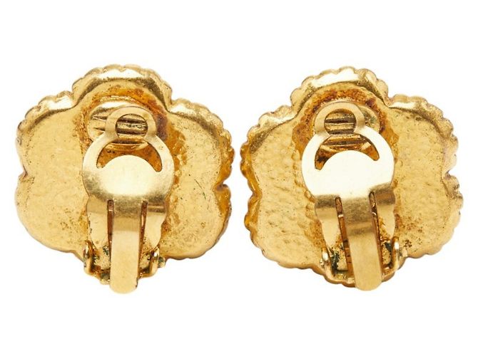 Brincos de clip vintage Chanel Coco Mark Motif Flor Dourado - vista 3