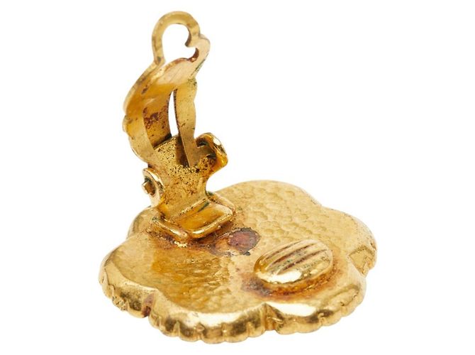 Brincos de clip vintage Chanel Coco Mark Motif Flor Dourado - vista 4