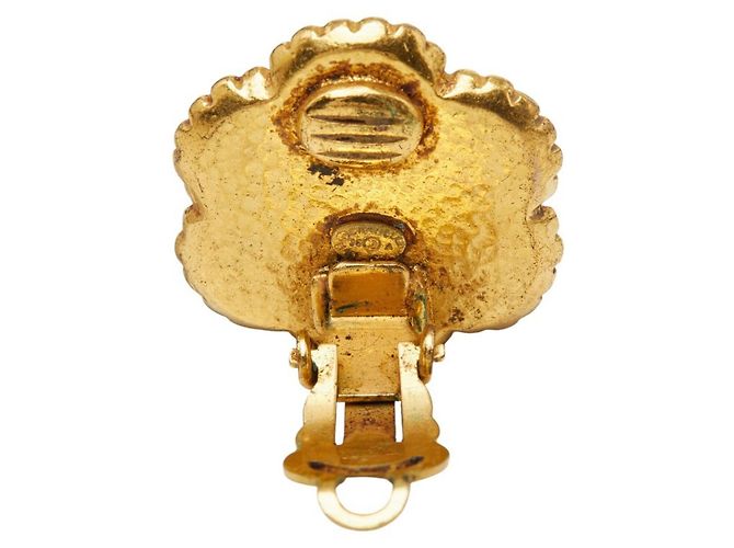 Brincos de clip vintage Chanel Coco Mark Motif Flor Dourado - vista 5