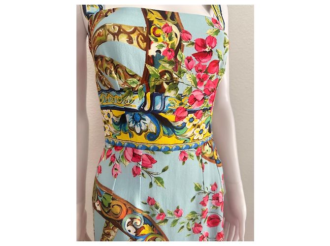 Dolce & Gabbana Minikleid mit Blumenprint - Hellblau Braun Pink Weiß Grün Gelb - Ansicht 2