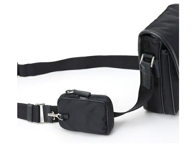 Mini borsa a tracolla in Re-Nylon x pelle Saffiano Prada Nero - vista 2