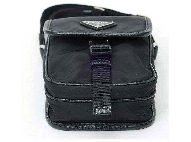 Mini borsa a tracolla in Re-Nylon x pelle Saffiano Prada Nero - vista 4