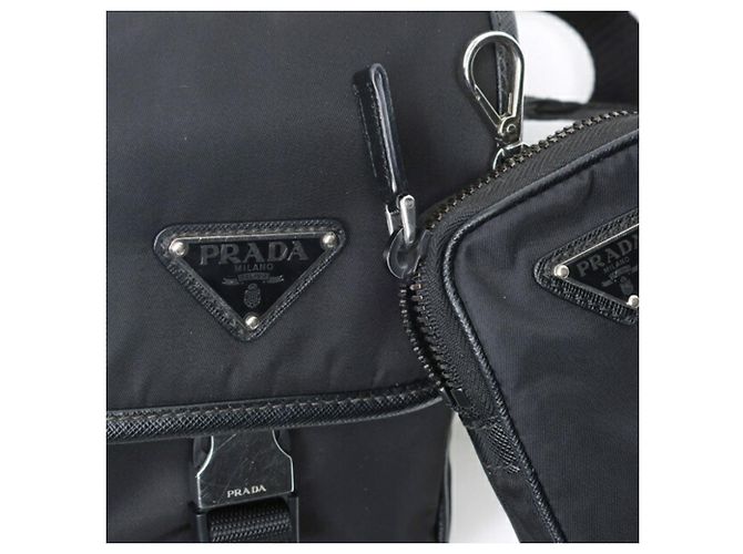 Mini borsa a tracolla in Re-Nylon x pelle Saffiano Prada Nero - vista 5