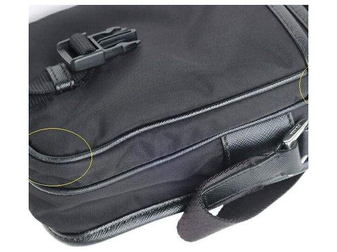 Mini borsa a tracolla in Re-Nylon x pelle Saffiano Prada Nero - vista 6