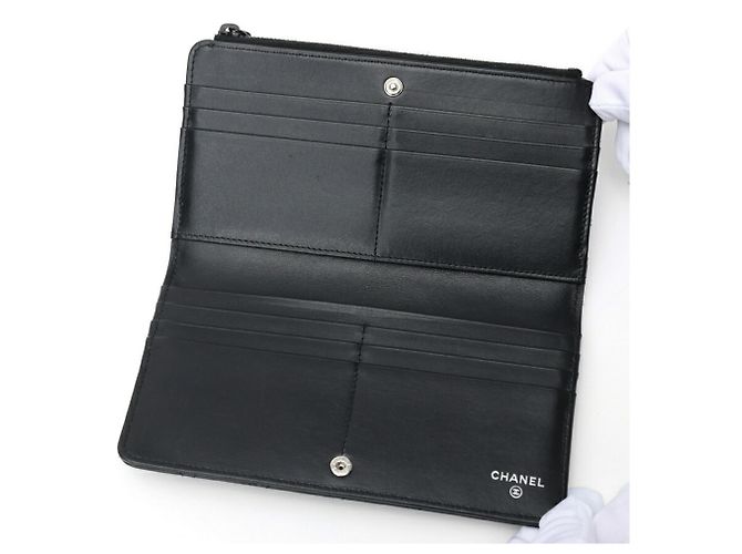 Portafoglio lungo Matelassé Chanel in pelle nera Nero - vista 6