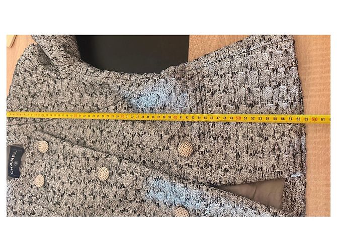 Chanel Tweed-Jacke doppeltreihig Schwarz Weiß Grau - Ansicht 13