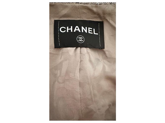 Chanel Tweed-Jacke doppeltreihig Schwarz Weiß Grau - Ansicht 5