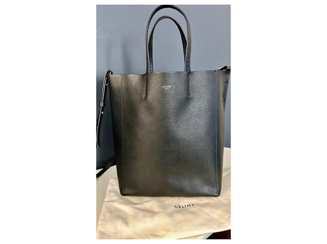 Borsa Cabas Two Way Céline in pelle granulata nera Nero - vista 2
