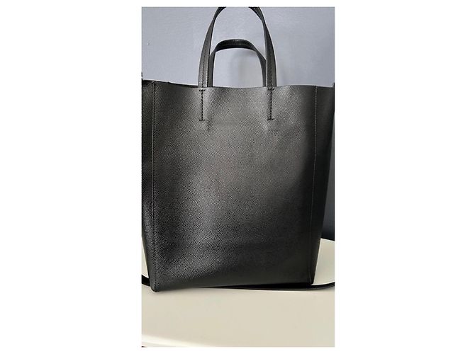 Borsa Cabas Two Way Céline in pelle granulata nera Nero - vista 5