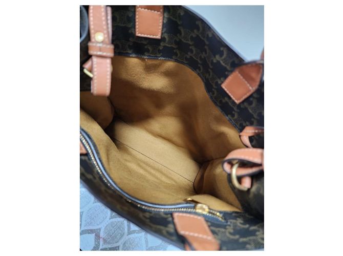 Céline Celine Triomphe Medium Vertical Cabas Tote - Braun/Schwarz Monogramm - Ansicht 11