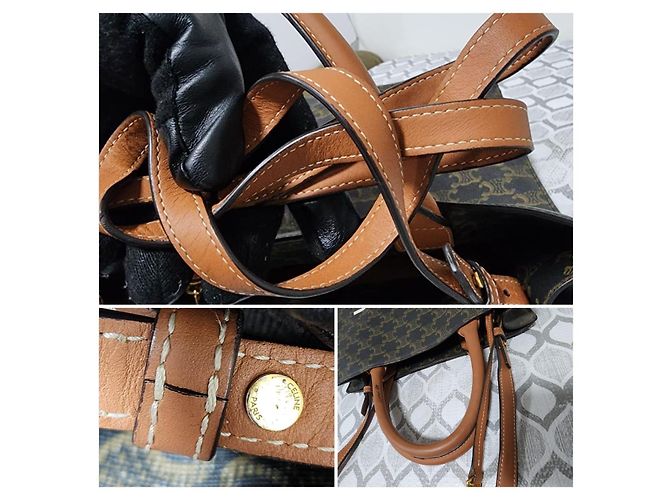 Céline Celine Triomphe Medium Vertical Cabas Tote - Braun/Schwarz Monogramm - Ansicht 5