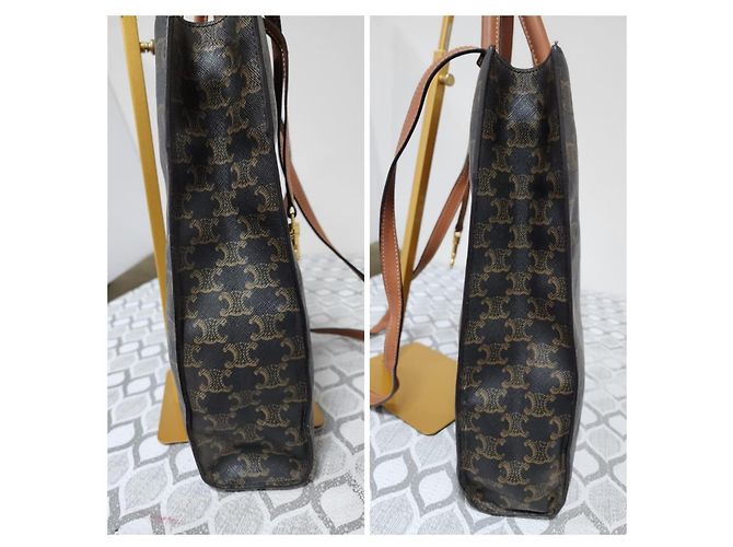 Céline Celine Triomphe Medium Vertical Cabas Tote - Braun/Schwarz Monogramm - Ansicht 6