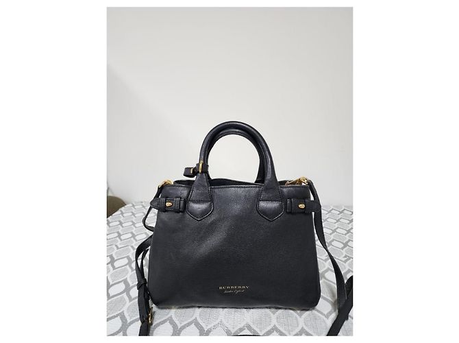Burberry Derby House Check Small Banner Tote Bag Nera Nero - vista 11