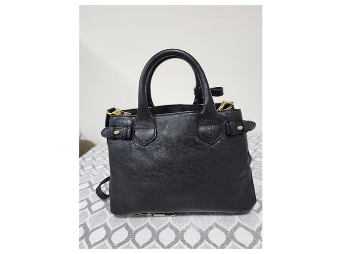 Burberry Derby House Check Small Banner Tote Bag Nera Nero - vista 12
