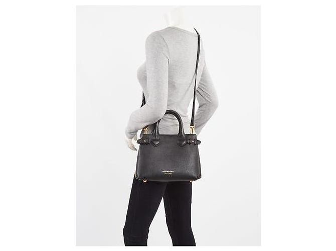 Burberry Derby House Check Small Banner Tote Bag Nera Nero - vista 13