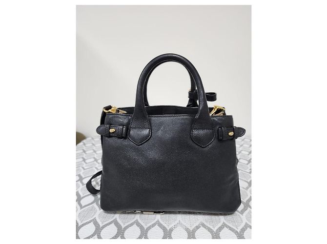 Burberry Derby House Check Small Banner Tote Bag Nera Nero - vista 4