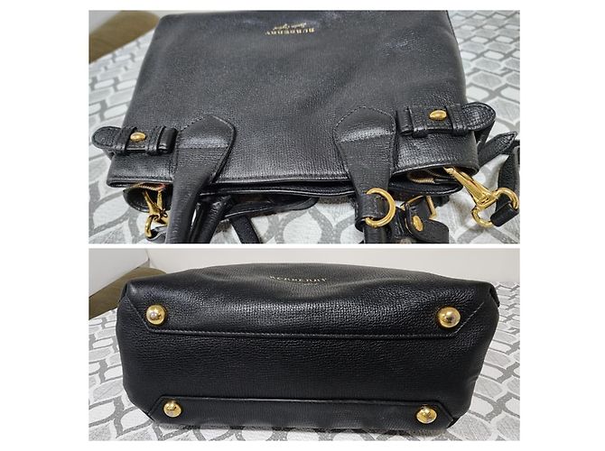 Burberry Derby House Check Small Banner Tote Bag Nera Nero - vista 7