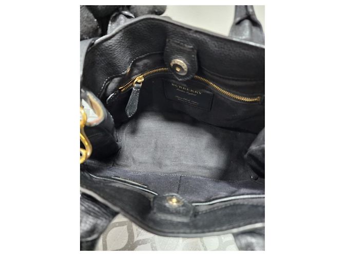 Burberry Derby House Check Small Banner Tote Bag Nera Nero - vista 8