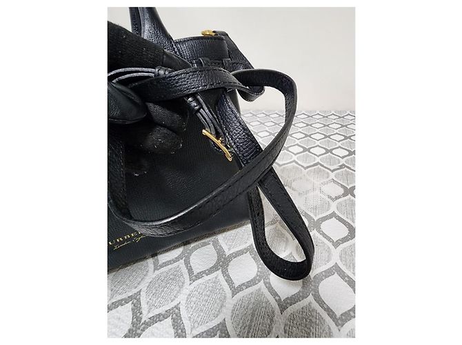 Burberry Derby House Check Small Banner Tote Bag Nera Nero - vista 9