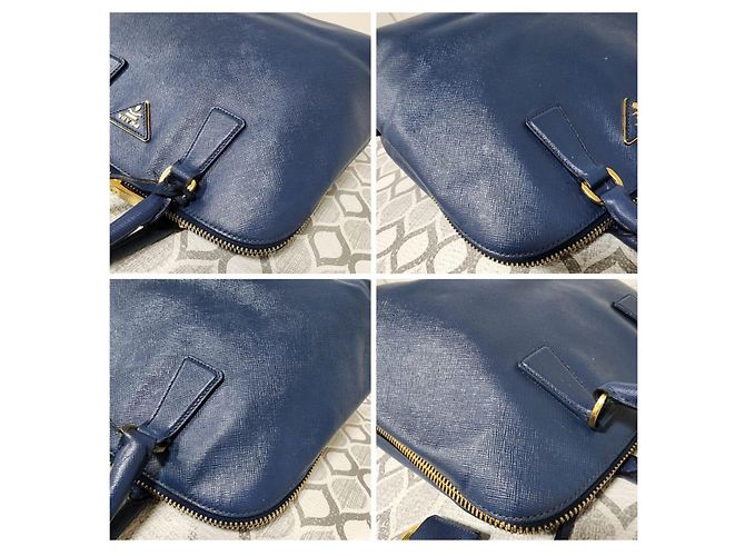 Prada Signature Promenade Borsa a Spalla Grande - Blu Reale - vista 10