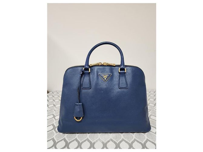 Prada Signature Promenade Borsa a Spalla Grande - Blu Reale - vista 13