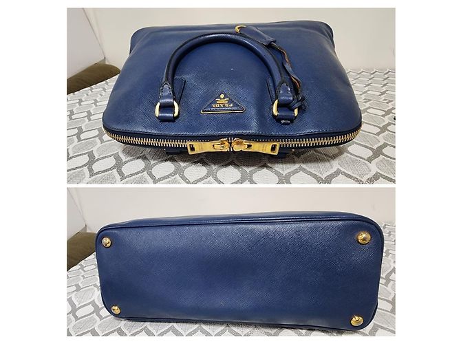 Prada Signature Promenade Borsa a Spalla Grande - Blu Reale - vista 5