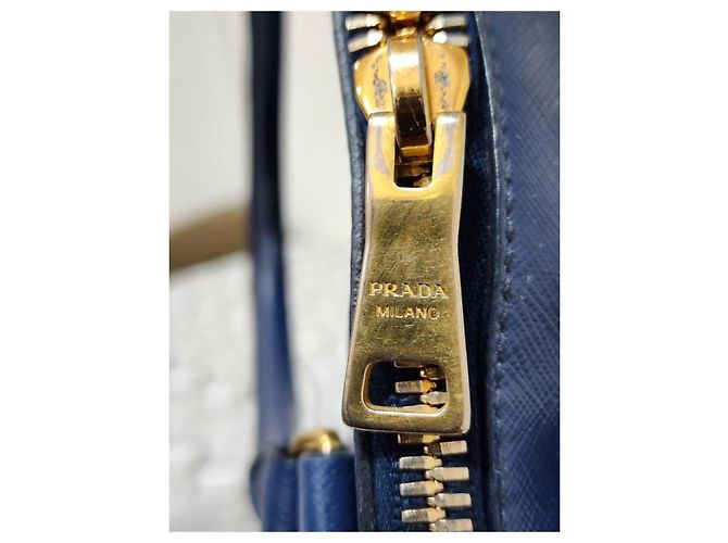 Prada Signature Promenade Borsa a Spalla Grande - Blu Reale - vista 6