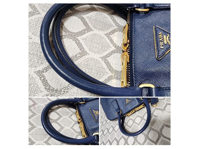 Prada Signature Promenade Borsa a Spalla Grande - Blu Reale - vista 8