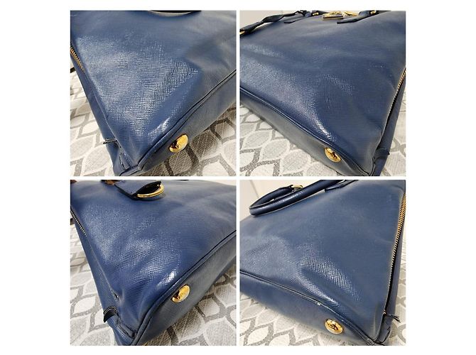 Prada Signature Promenade Borsa a Spalla Grande - Blu Reale - vista 9