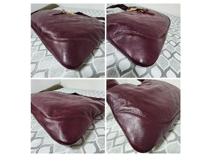 Gucci Guccissima Borsa Hobo Jackie in pelle Bordeaux - vista 12