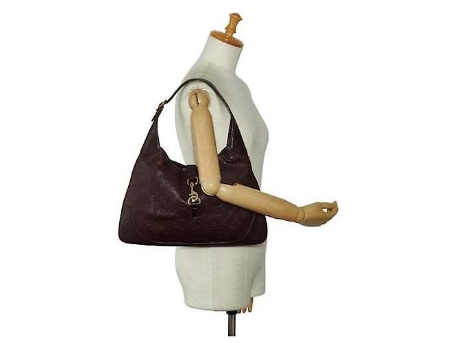 Gucci Guccissima Borsa Hobo Jackie in pelle Bordeaux - vista 13