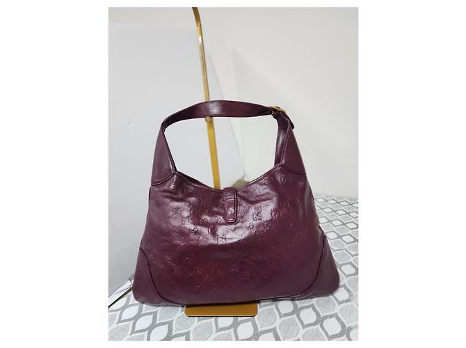 Gucci Guccissima Borsa Hobo Jackie in pelle Bordeaux - vista 3