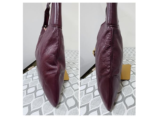 Gucci Guccissima Borsa Hobo Jackie in pelle Bordeaux - vista 4