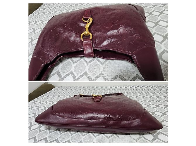 Gucci Guccissima Borsa Hobo Jackie in pelle Bordeaux - vista 6
