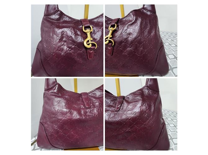 Gucci Guccissima Borsa Hobo Jackie in pelle Bordeaux - vista 8
