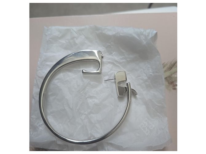 Courreges Courrèges Silver Mono-Loop AC Logo Earring - view 4