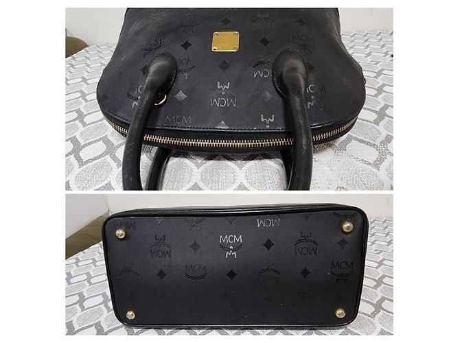 MCM Visetos Nylon Dome Handtasche Schwarz - Ansicht 10