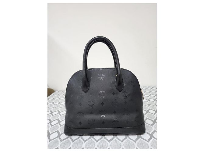 MCM Visetos Nylon Dome Handtasche Schwarz - Ansicht 3