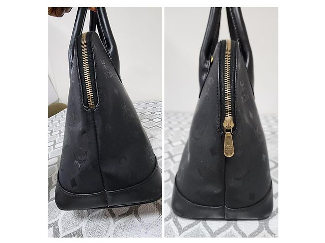 MCM Visetos Nylon Dome Handtasche Schwarz - Ansicht 6