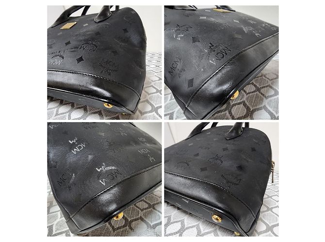 MCM Visetos Nylon Dome Handtasche Schwarz - Ansicht 7