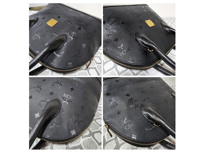 MCM Visetos Nylon Dome Handtasche Schwarz - Ansicht 9