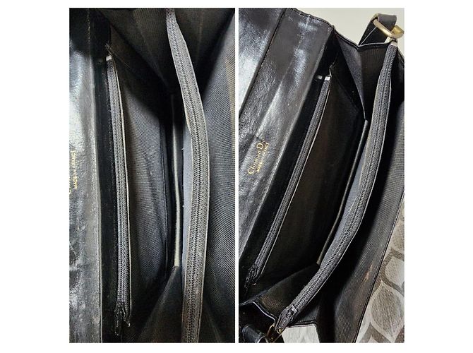 Borsa a tracolla Christian Dior Oblique in tela e pelle nera Nero - vista 13
