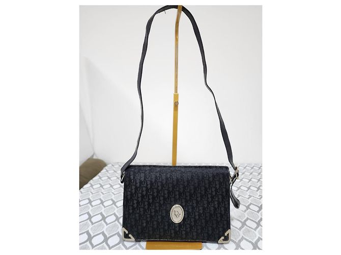Borsa a tracolla Christian Dior Oblique in tela e pelle nera Nero - vista 2