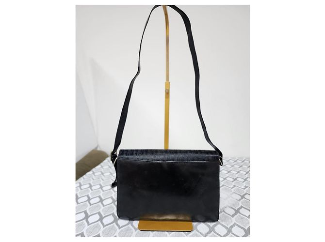 Borsa a tracolla Christian Dior Oblique in tela e pelle nera Nero - vista 4